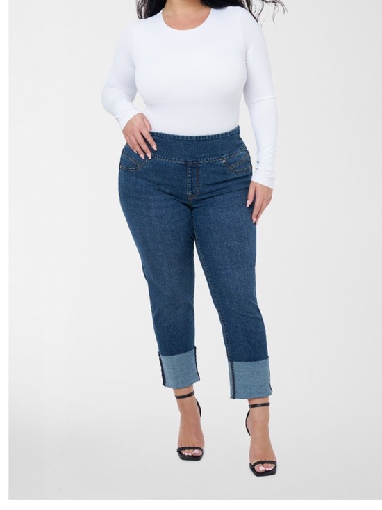 Seven7 Denim - Women's Seven 7 Tummy Toner Cuff High Rise-Slim Straight  Jeans Size 14